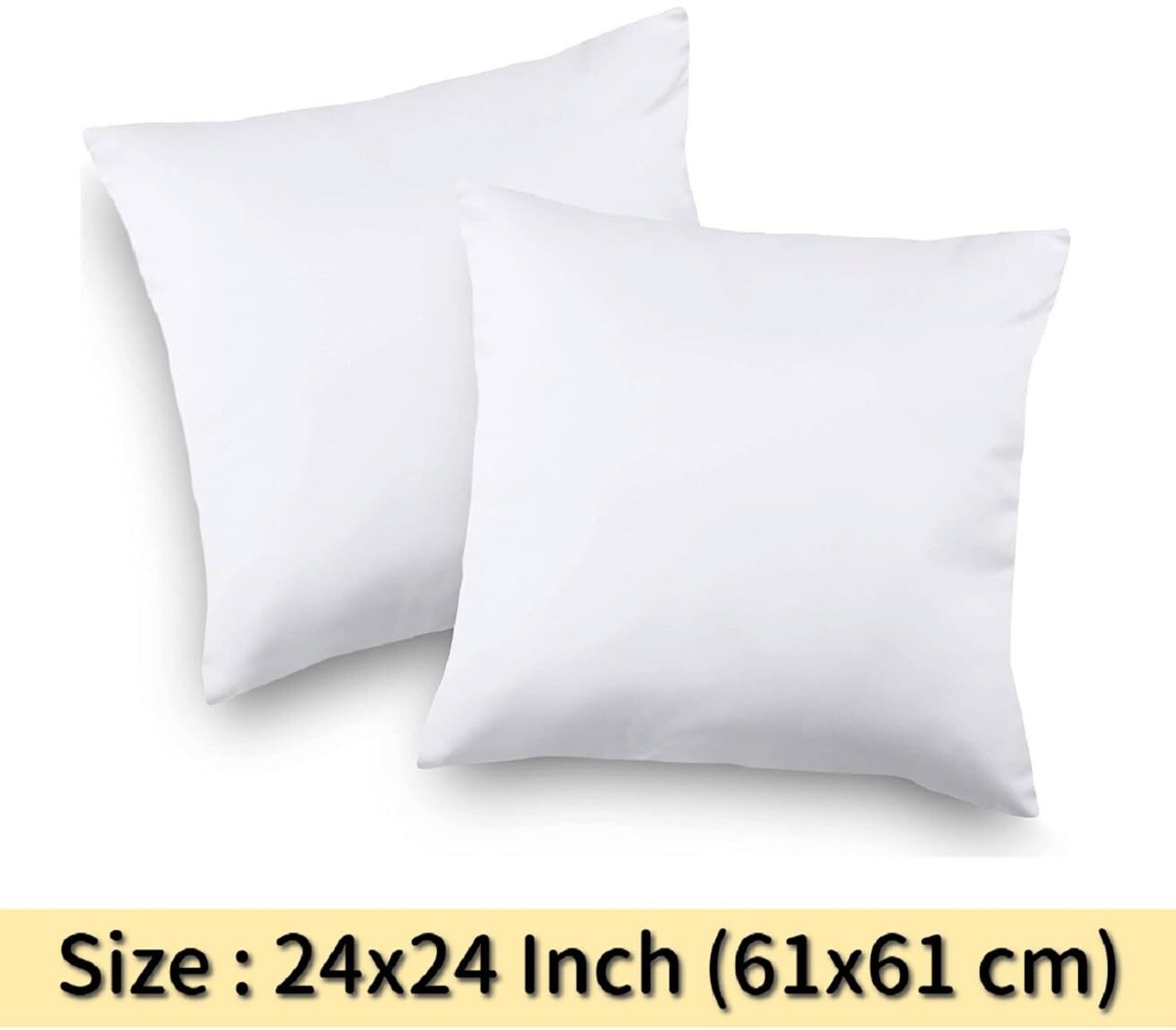 Image of VLYSIUM Polyester Fibre Cushion Pack of 2 Solid 24x24 inch big size cushion for sofa pillow set of 2 (60 cm*60 cm)
