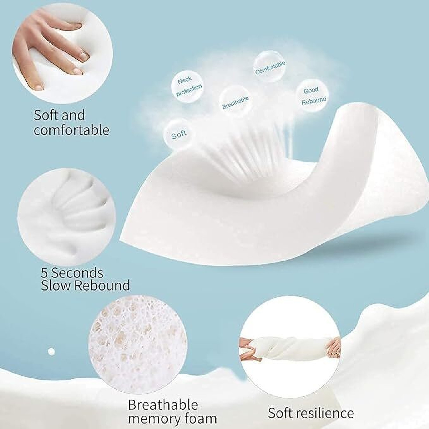 Image of Mashur fab Memory Foam Orthopaedic Pillow Pack of 3 Solid