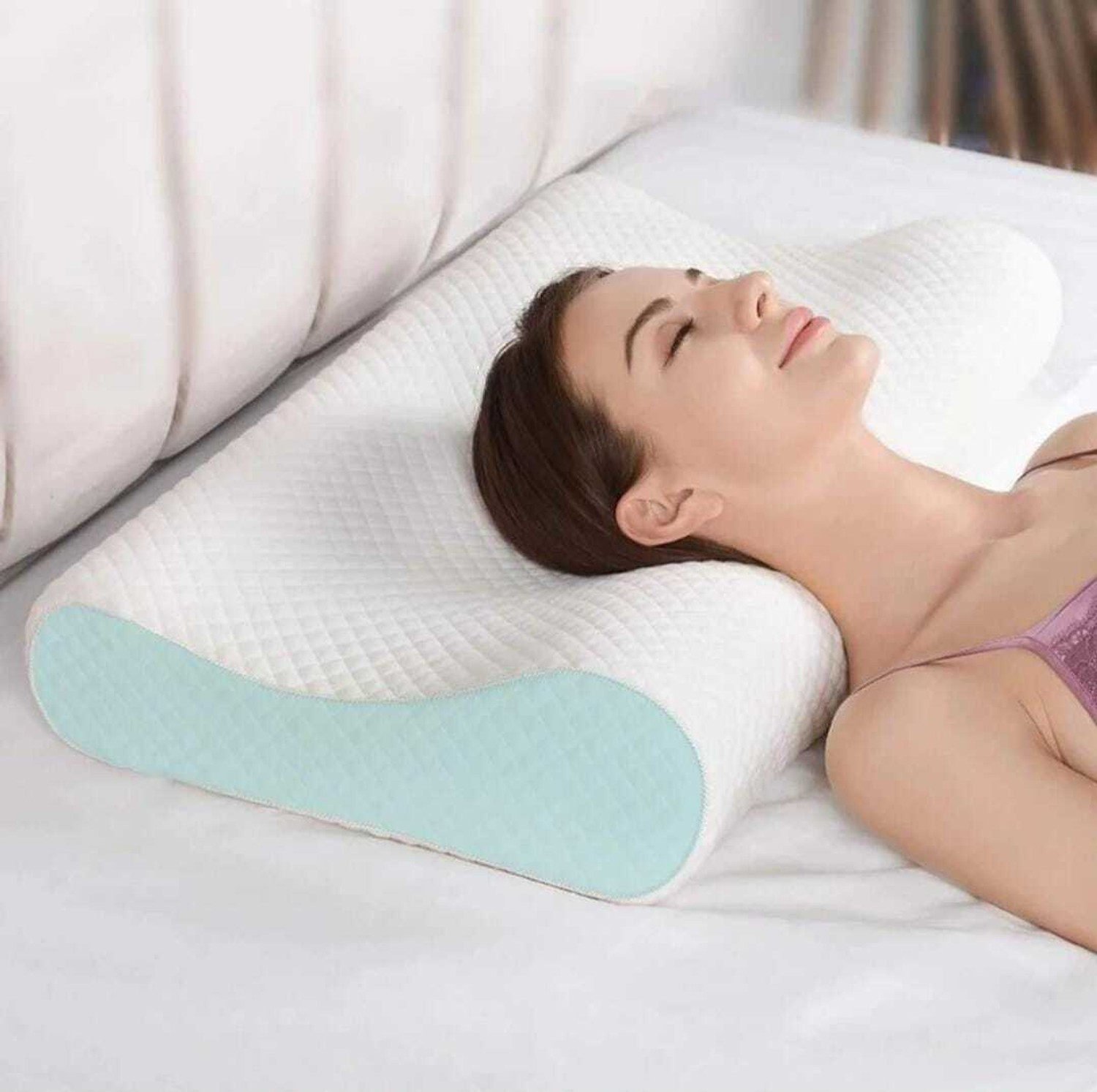 Image of RAYHUNT Memory Foam Sleeping Pillow Pack of 1 Solid ORTHOPEDIC Cervical Pillow