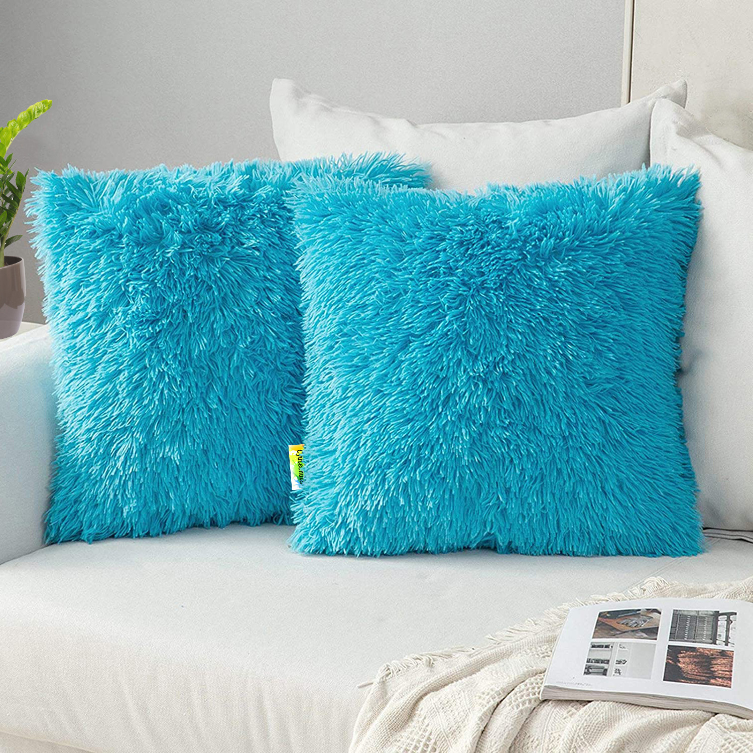 Image of Cyuteenuts Microfibre Cushion Pack of 2 Solid Decorative pillows