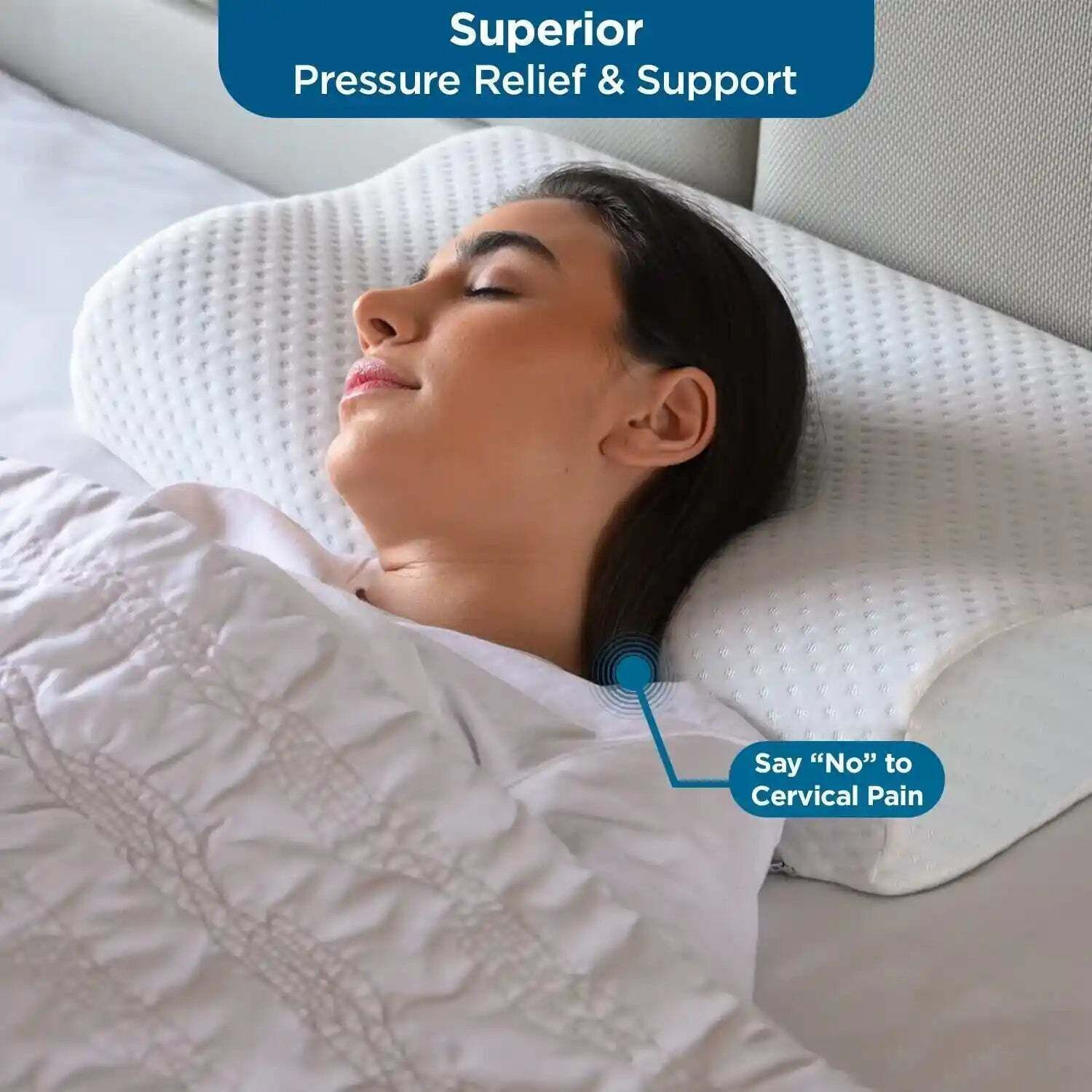 Image of Cervixa Memory Foam Orthopaedic Pillow Pack of 1 Geometric Orthopedic Cervical Memory Foam Pillow