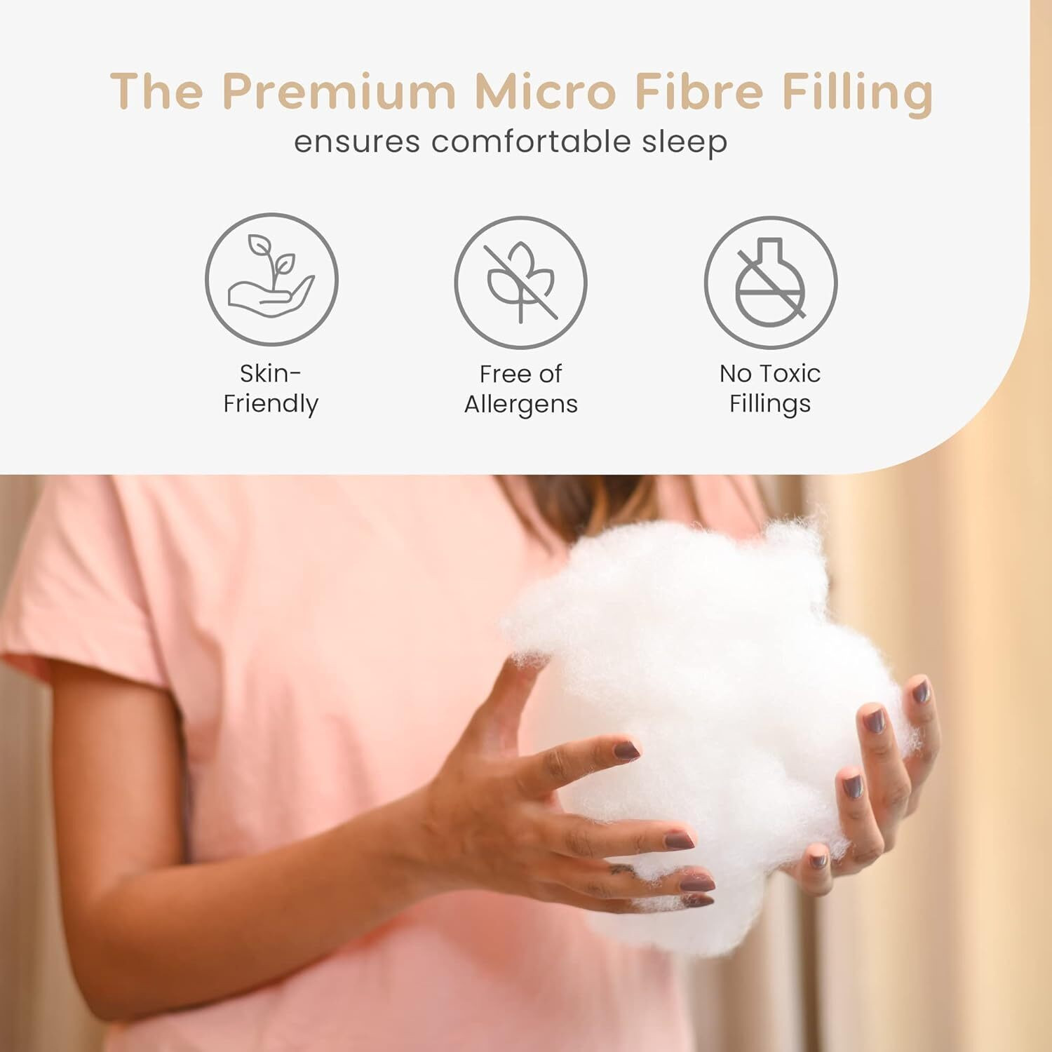 Image of Sleep Yoga Polyester Fibre, Microfibre Sleeping Pillow Pack of 2 Solid