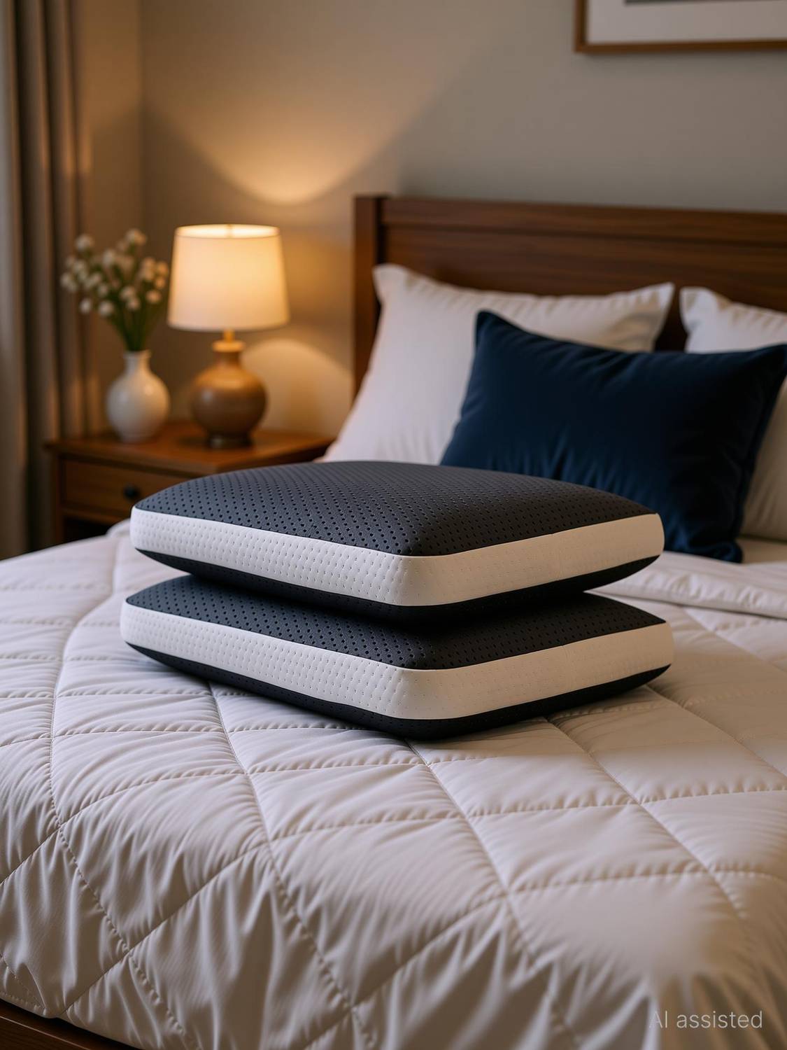 LA VERNE Memory Foam Sleeping Pillow Pack of 2 Geometric Luxury