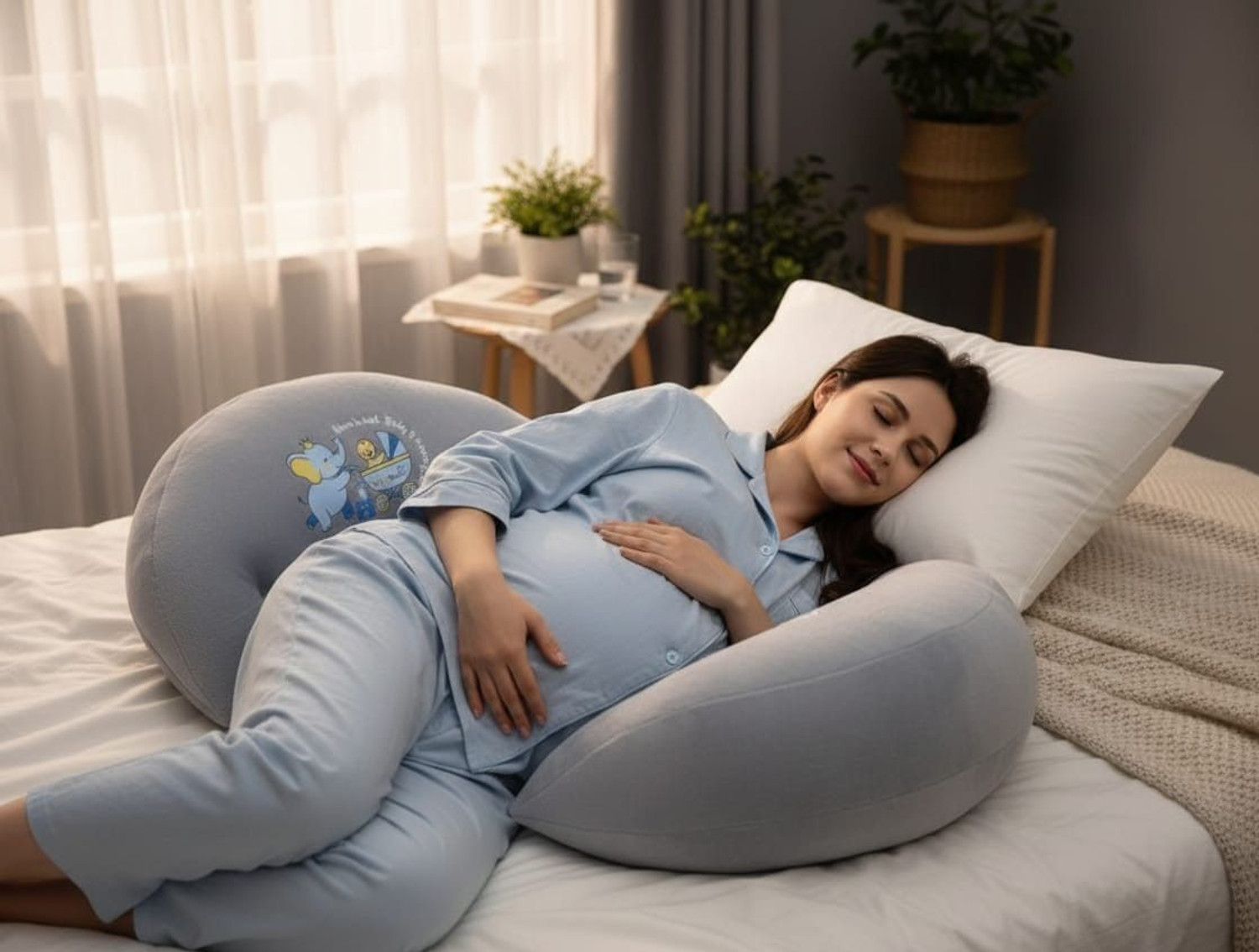 Image of Girdhar Overseas Cotton Pregnancy Pillow Pack of 1 Solid Pregnancy pillow