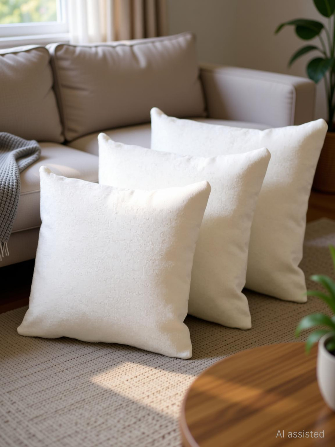 Image of VLYSIUM Polyester Fibre Cushion Pack of 3 Solid sofa pillows 40cm*40cm cushion fillers for sofa pillows (16x16 cm)