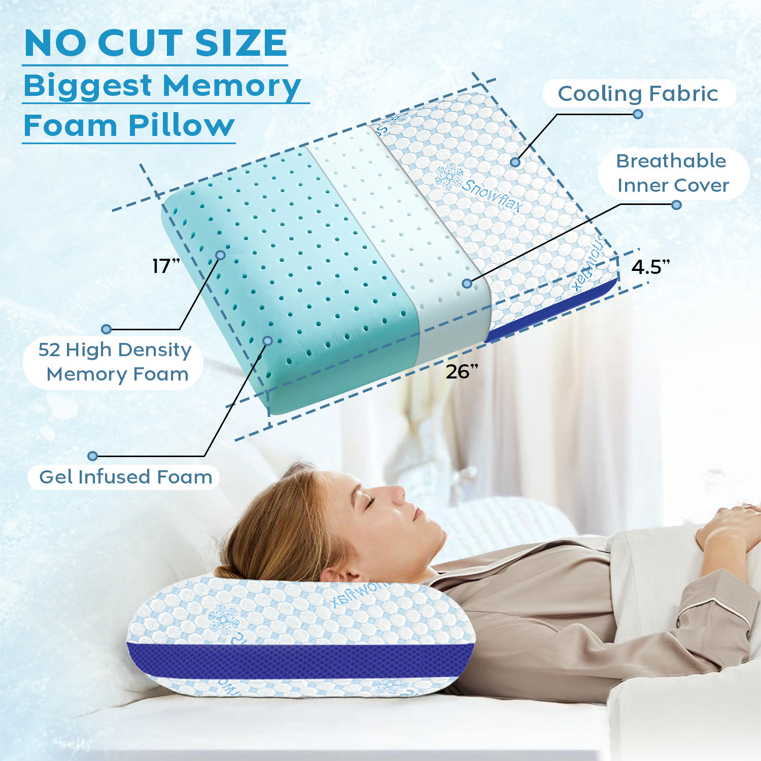 Image of AYKA Memory Foam Orthopaedic Pillow Pack of 2 Solid