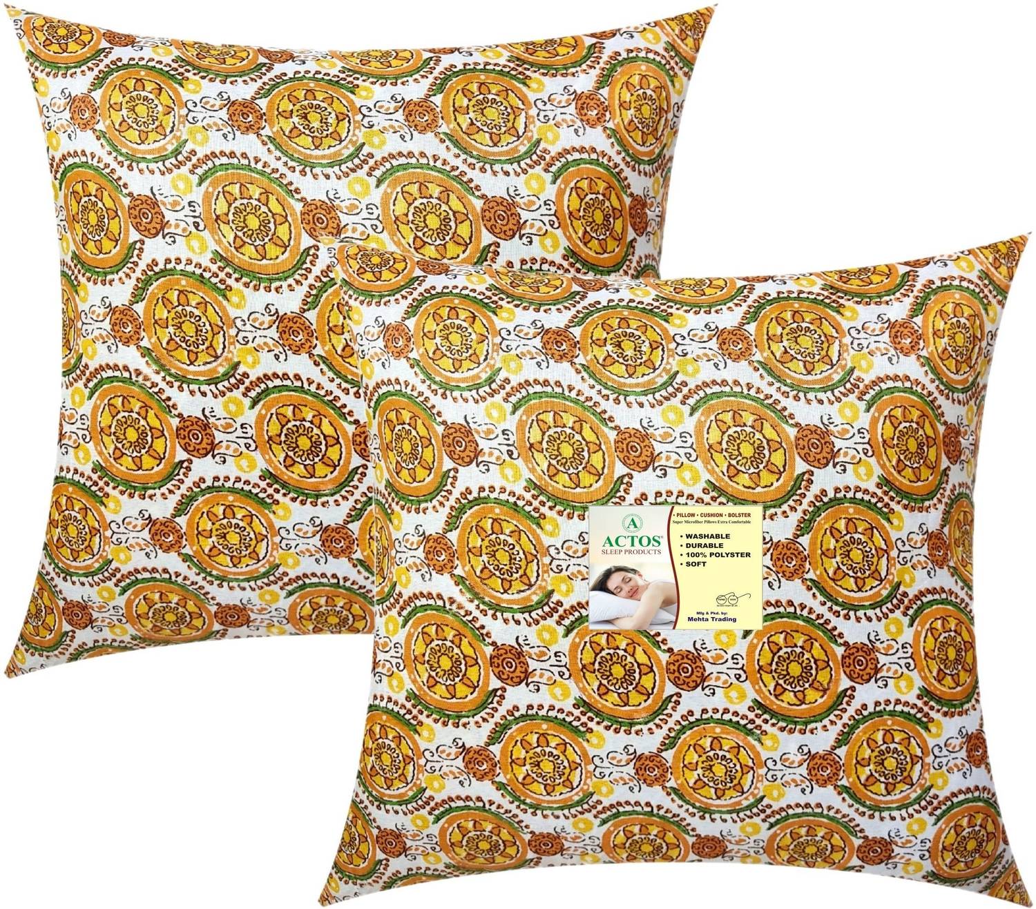 ACTOS Cotton Cushion Pack of 2 Floral Round