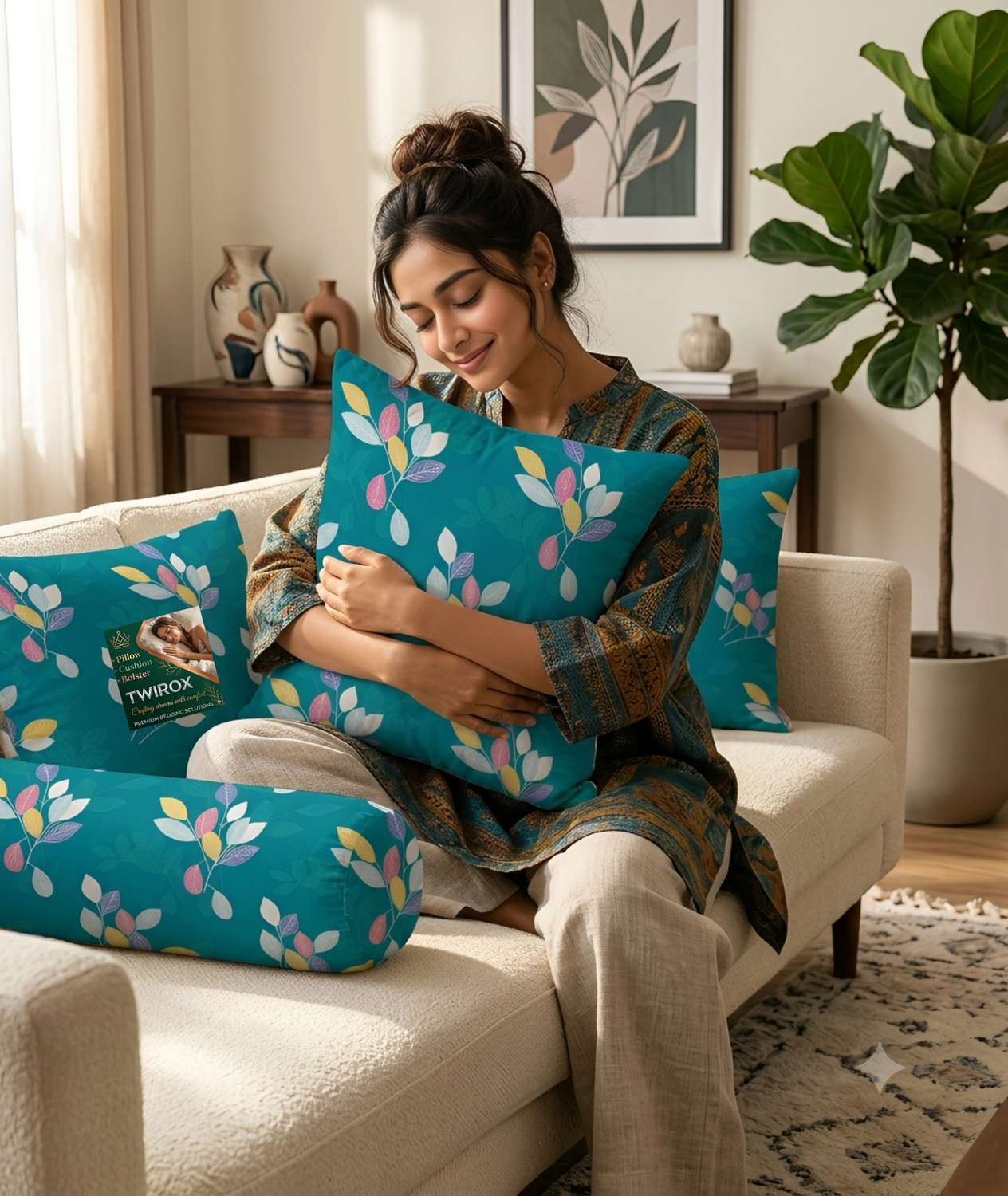 Image of TWIROX Microfibre Bolster Pack of 5 Geometric Luxury