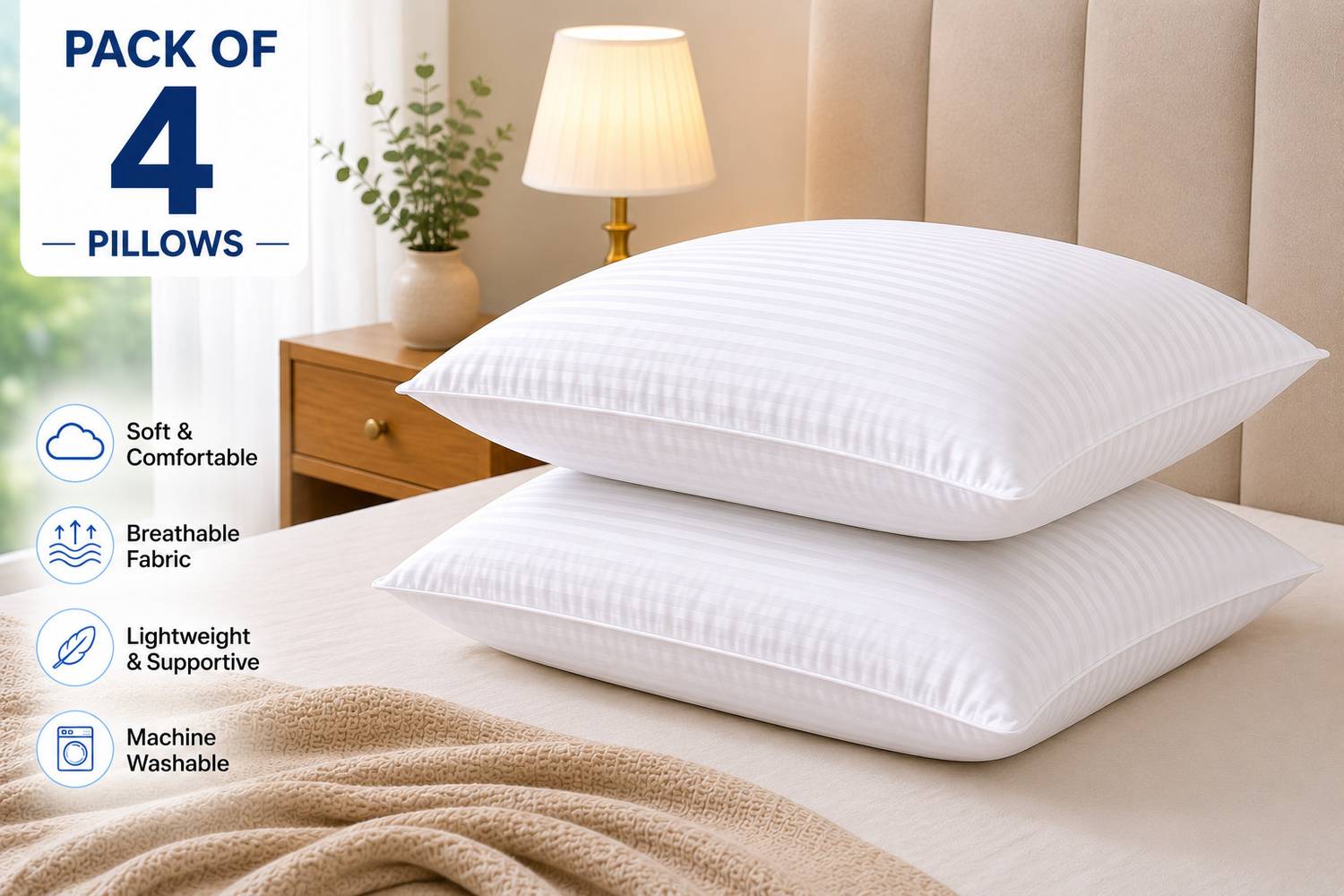 takiyawala Microfibre Sleeping Pillow Pack of 4 - Image 3