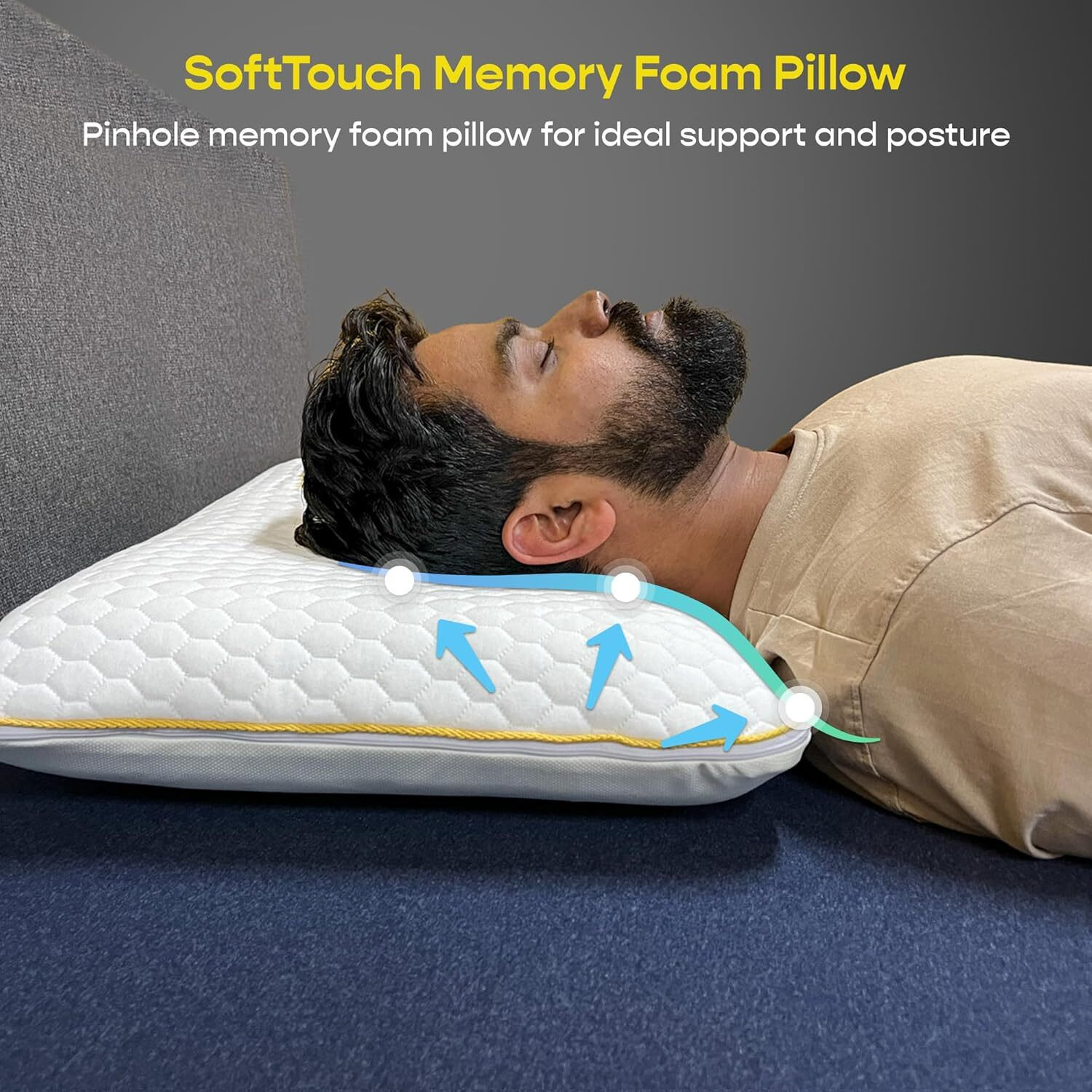 Image of SleepyCat Memory Foam Orthopaedic Pillow Pack of 2 Solid Bamboo Fabric King Size (28x18 inches)