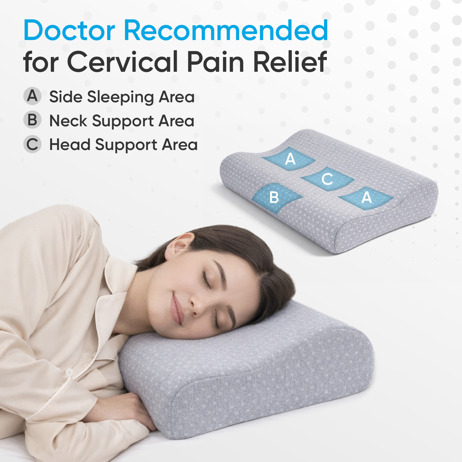 Image of FOVERA Memory Foam Cervical Pack of 1 Solid Cervical Pillow for Neck & Shoulder Pain Relief