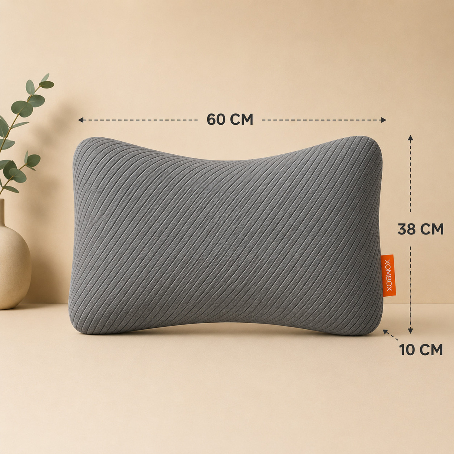 Image of HOMBOX Memory Foam Orthopaedic Pillow Pack of 1 Stripes Everyday Comfort, Better Sleep