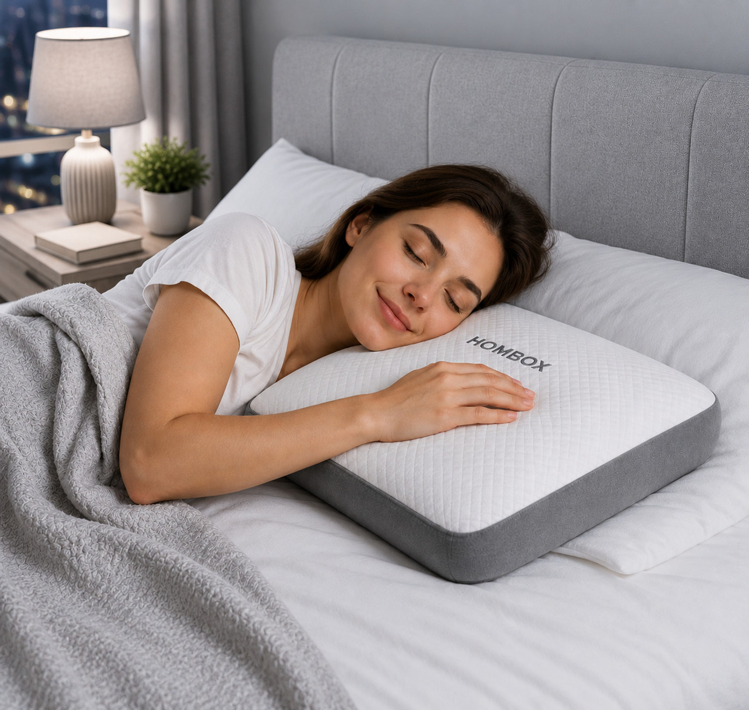 Image of HOMBOX Memory Foam Orthopaedic Pillow Pack of 1 Geometric Queen Size Memory Foam Pillow
