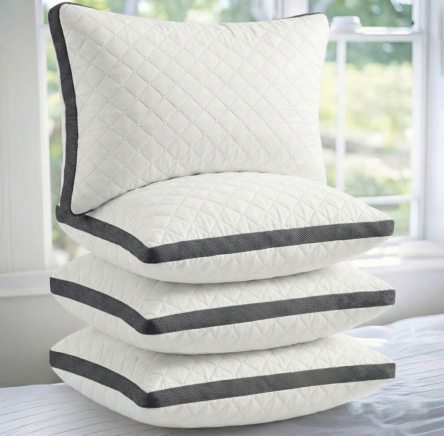 Image of AYKA Microfibre Sleeping Pillow Pack of 4 Solid Soft Microfiber Pillows