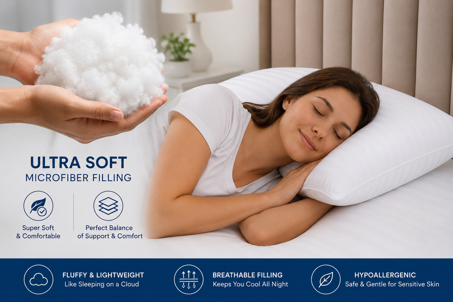 Image of Sifflex Microfibre Sleeping Pillow Pack of 2 Floral Sifflex Premium Sleep Series