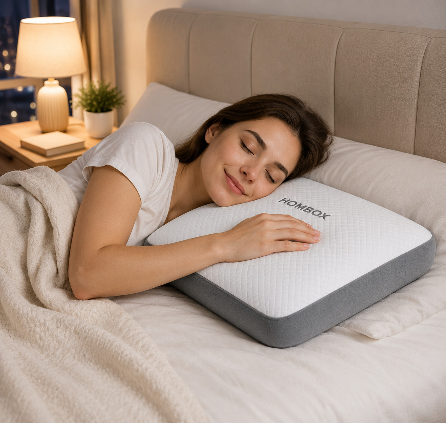 Image of HOMBOX Memory Foam Orthopaedic Pillow Pack of 1 Geometric Memory Foam Pillow (King Size)