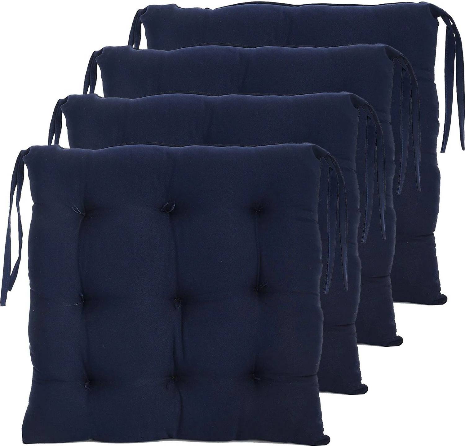 AMAK INC Cotton Chair Pad Pack of 4 Solid Soft & Comfortable Cotton Chair Cushion Pad