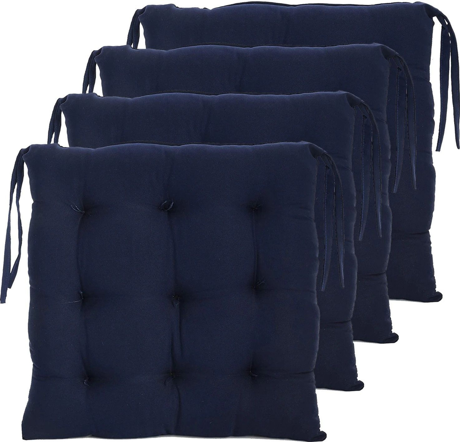 Image of AMAK INC Cotton Chair Pad Pack of 4 Solid Soft & Comfortable Cotton Chair Cushion Pad