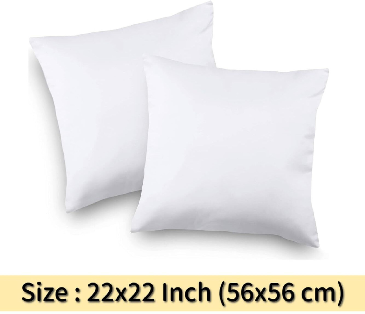 Image of VLYSIUM Polyester Fibre Cushion Pack of 2 Solid cushion 22*22 inch cushion fillers for sofa pillow (55x55 cm)