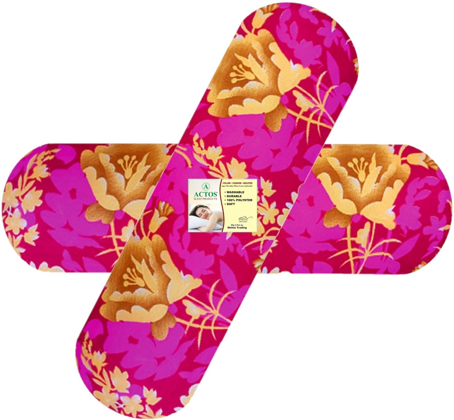 ACTOS Microfibre Bolster Pack of 2 Floral