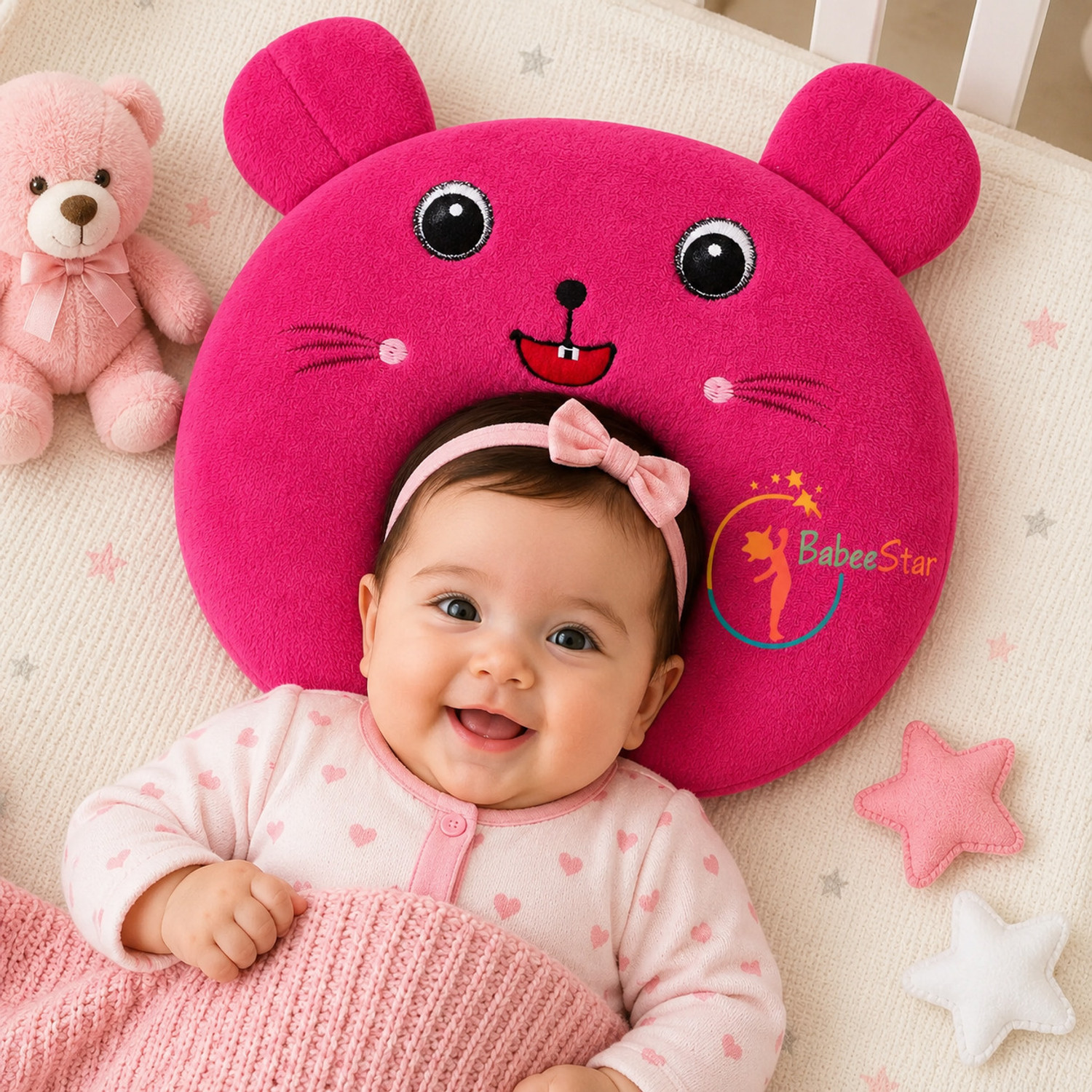 Image of Babeestar Mustard Seeds, Microfibre Baby Pillow Pack of 1 Animals Cartoon Kids Pillow | Sleeping Cushion for Girls | Cute Animal Print
