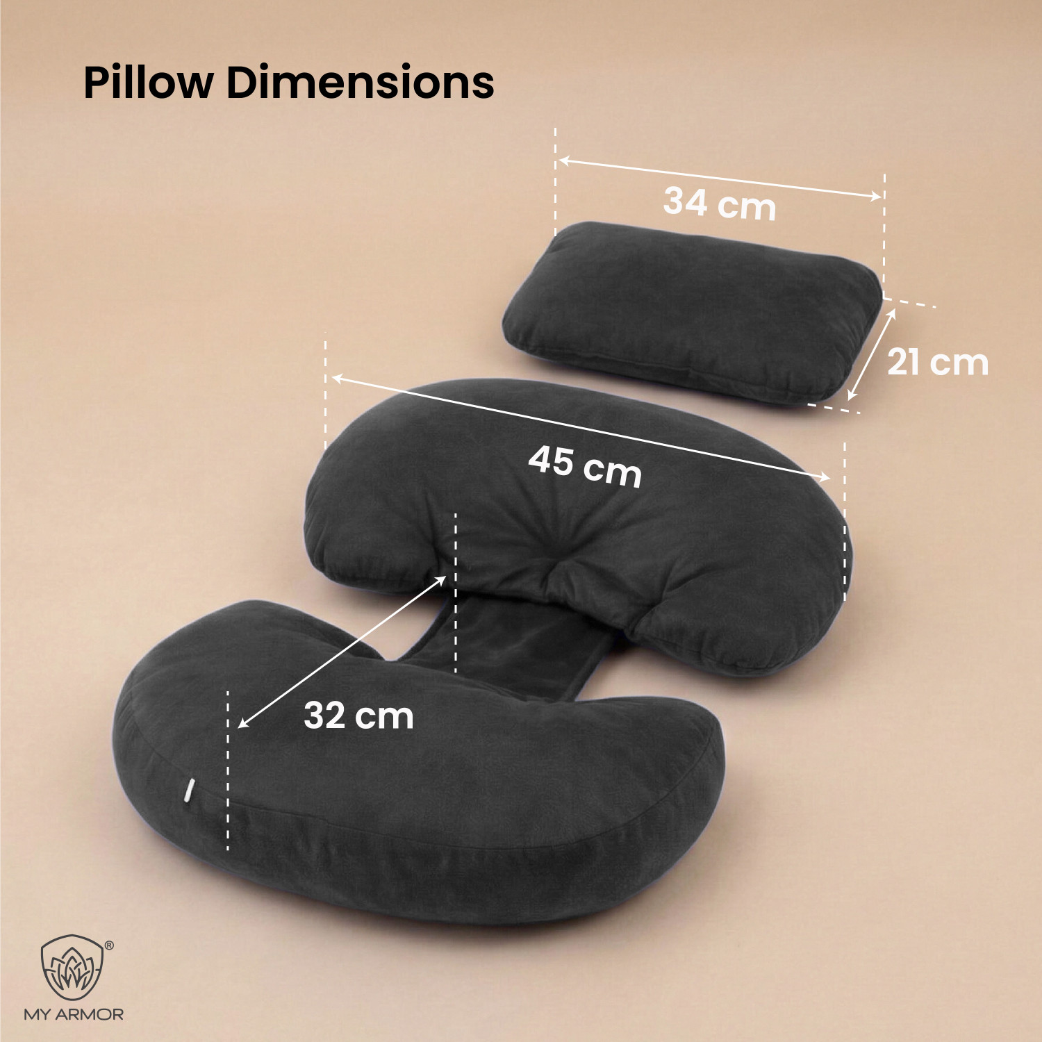 Image of MY ARMOR Microfibre Pregnancy Pillow Pack of 1 Solid Maternity Wedge Pillow Adjustable Back & Belly Support