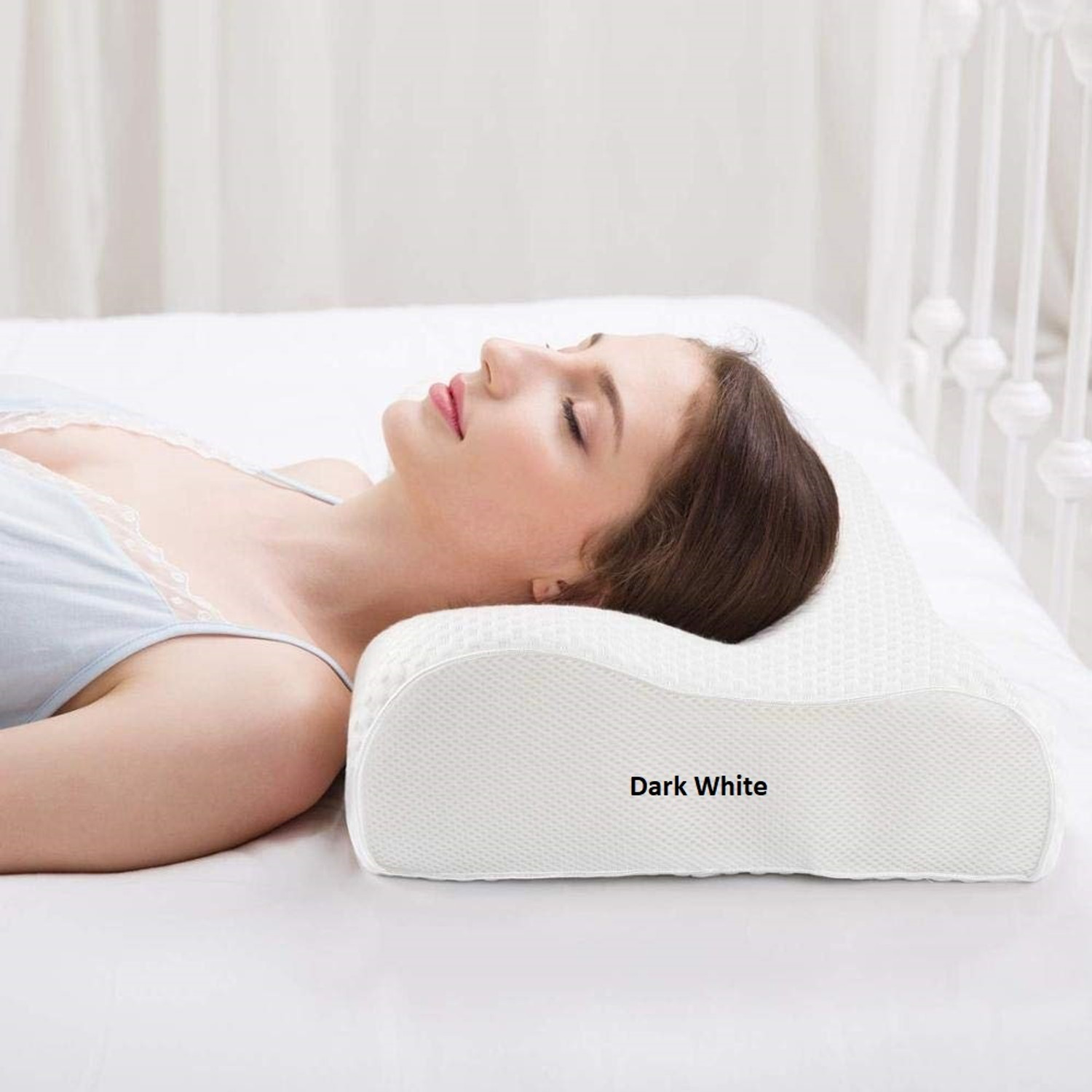 Image of GK-JLPV Memory Foam Orthopaedic Pillow Pack of 1 Geometric Cervical Contour Stomached, Anti-Snoring, Side Sleepers (Dark White)