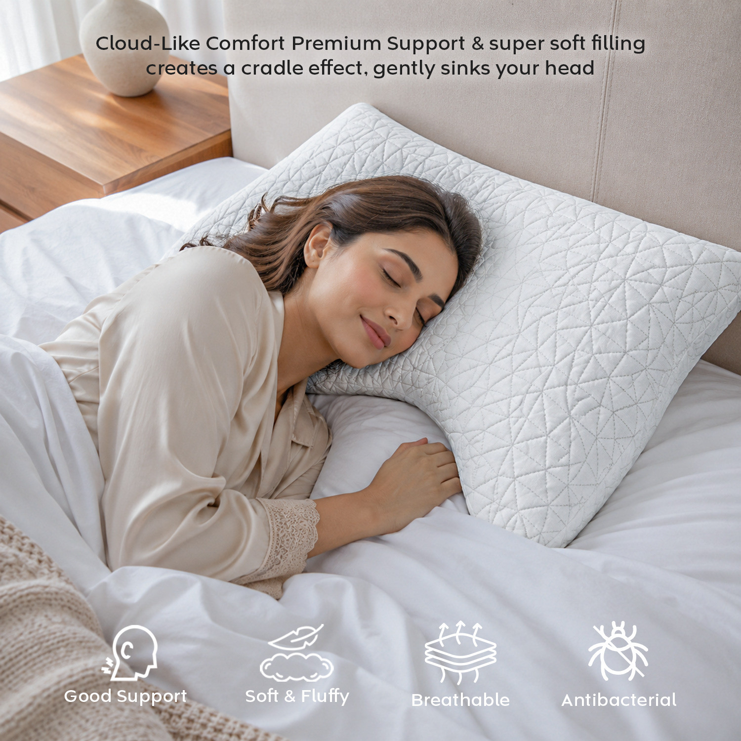 Image of AYKA Microfibre Sleeping Pillow Pack of 1 Solid Soft Microfiber Pillow for Sleeping