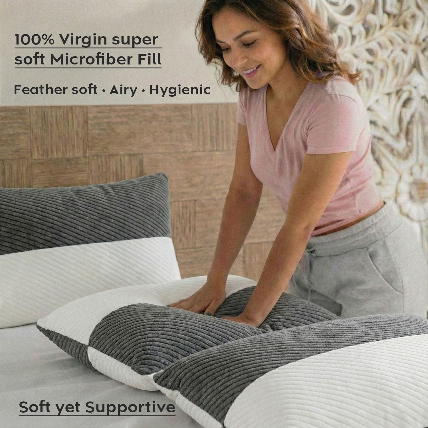 Image of AYKA Microfibre Sleeping Pillow Pack of 2 Solid Soft Microfiber Pillows
