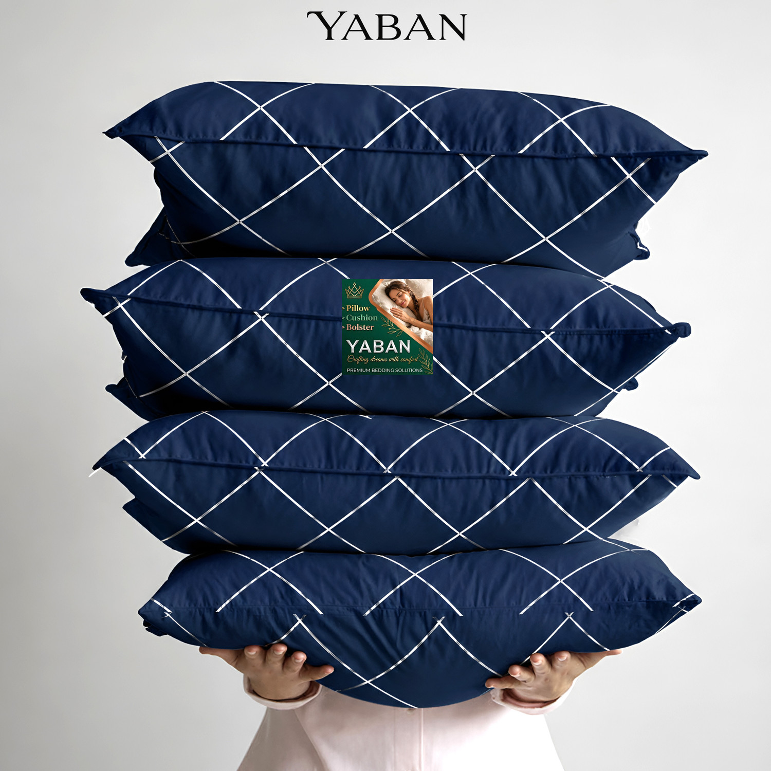 Image of YABAN Polyester Fibre Sleeping Pillow Pack of 4 Abstract Premium Pillow