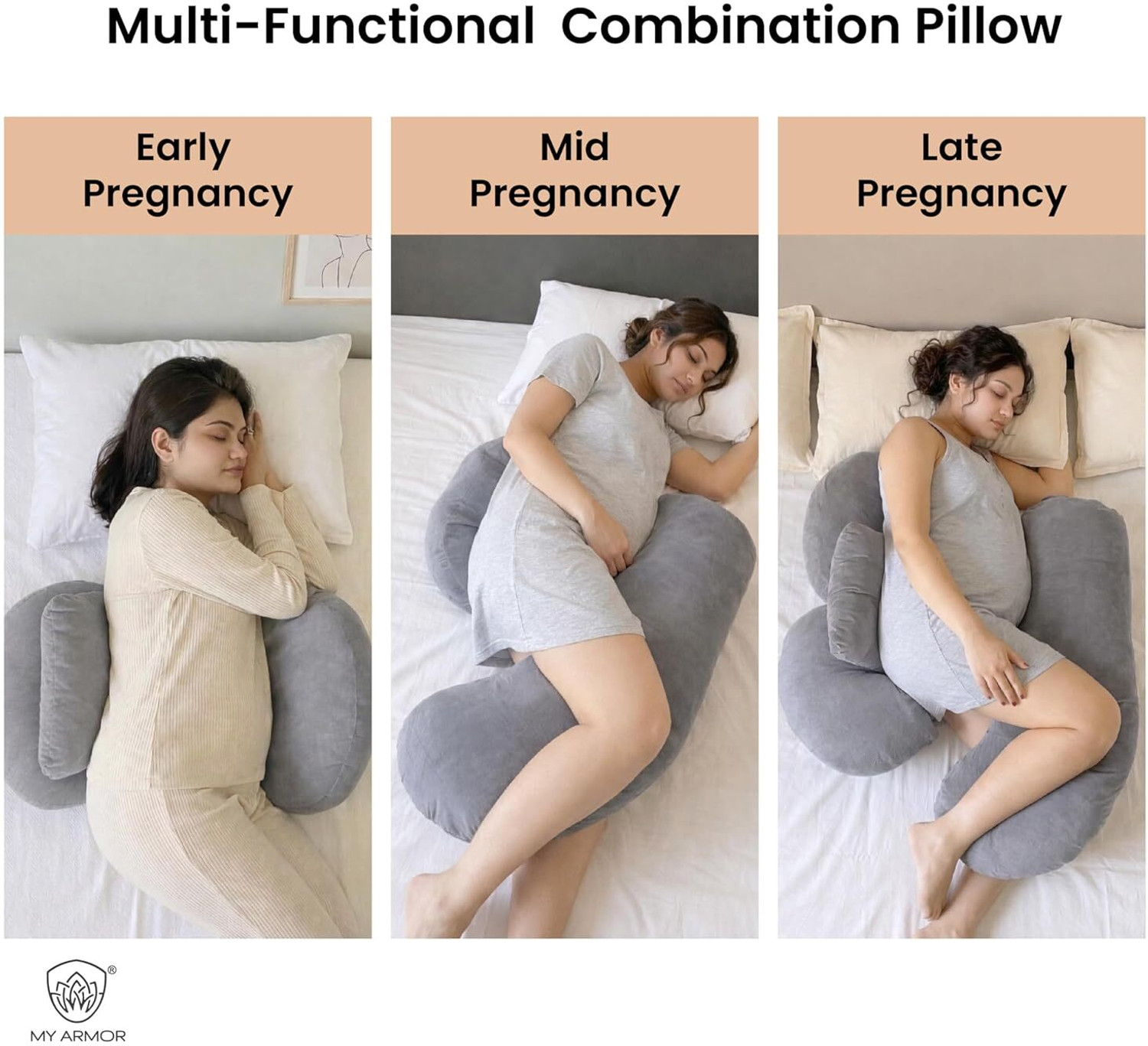 Image of MY ARMOR Microfibre Pregnancy Pillow Pack of 1 Solid