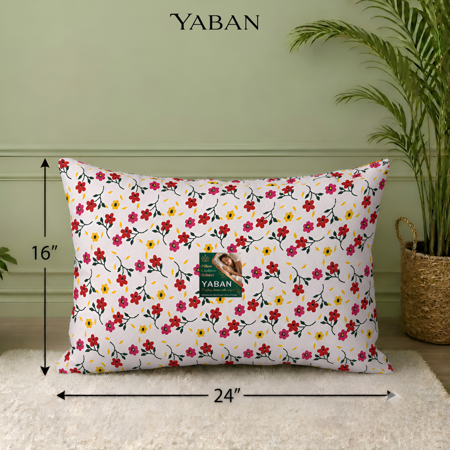 Image of YABAN Cotton Sleeping Pillow Pack of 4 Printed Premium Pillow Set