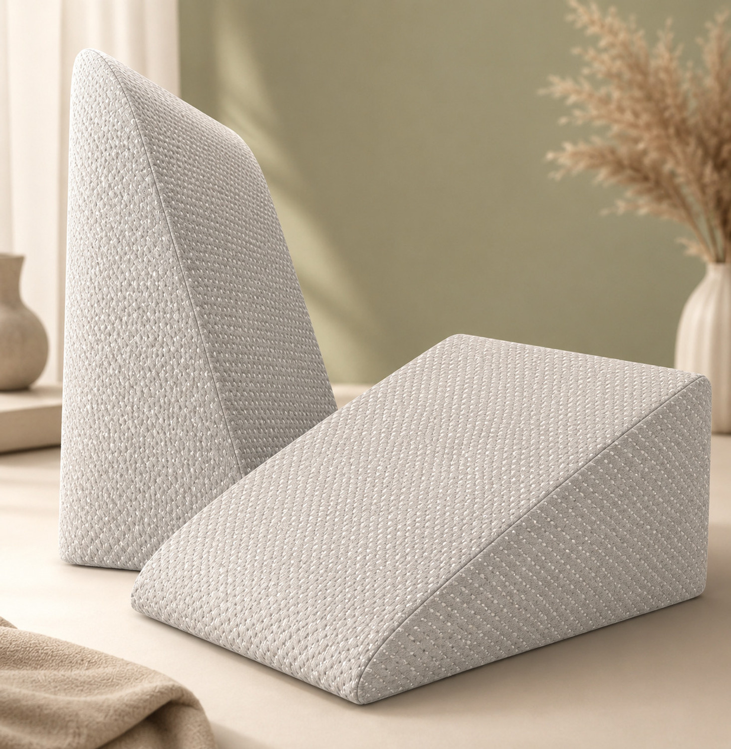 Image of HOMBOX Foam Orthopaedic Pillow Pack of 1 Solid Bed Wedge Pillow Doted Grey