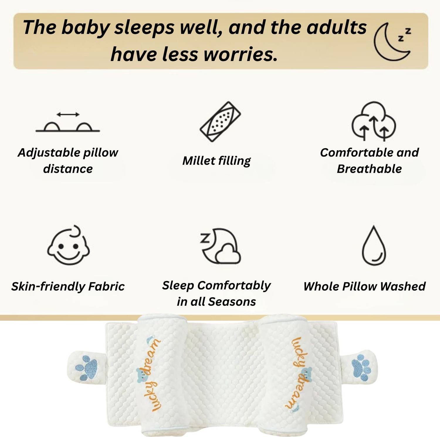 Pseudo Microfibre Baby Pillow Pack of 1 Blue - Image 4