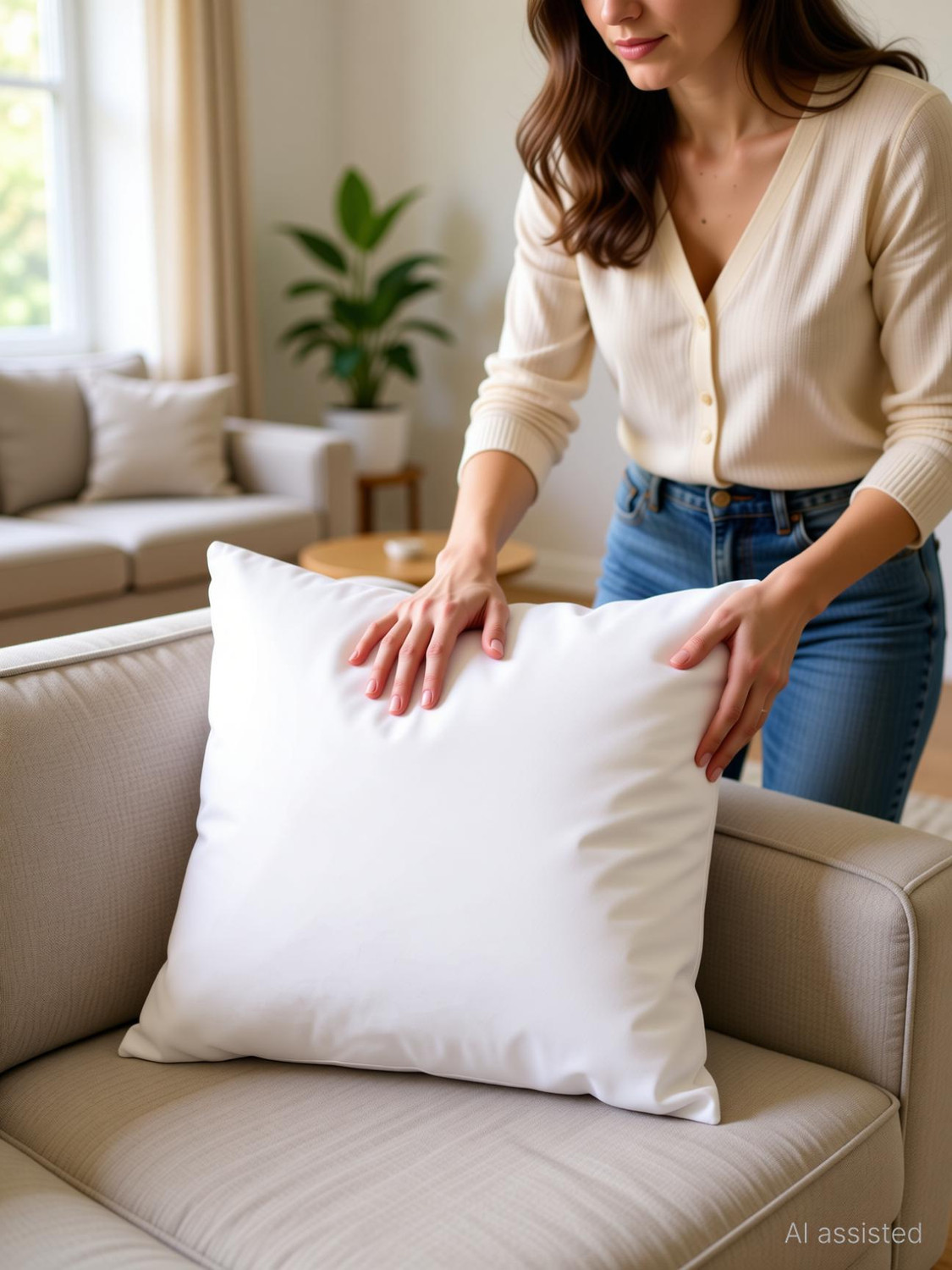 Image of VLYSIUM Polyester Fibre Cushion Pack of 2 Solid 24x24 inch big size cushion for sofa pillow set of 2 (60 cm*60 cm)