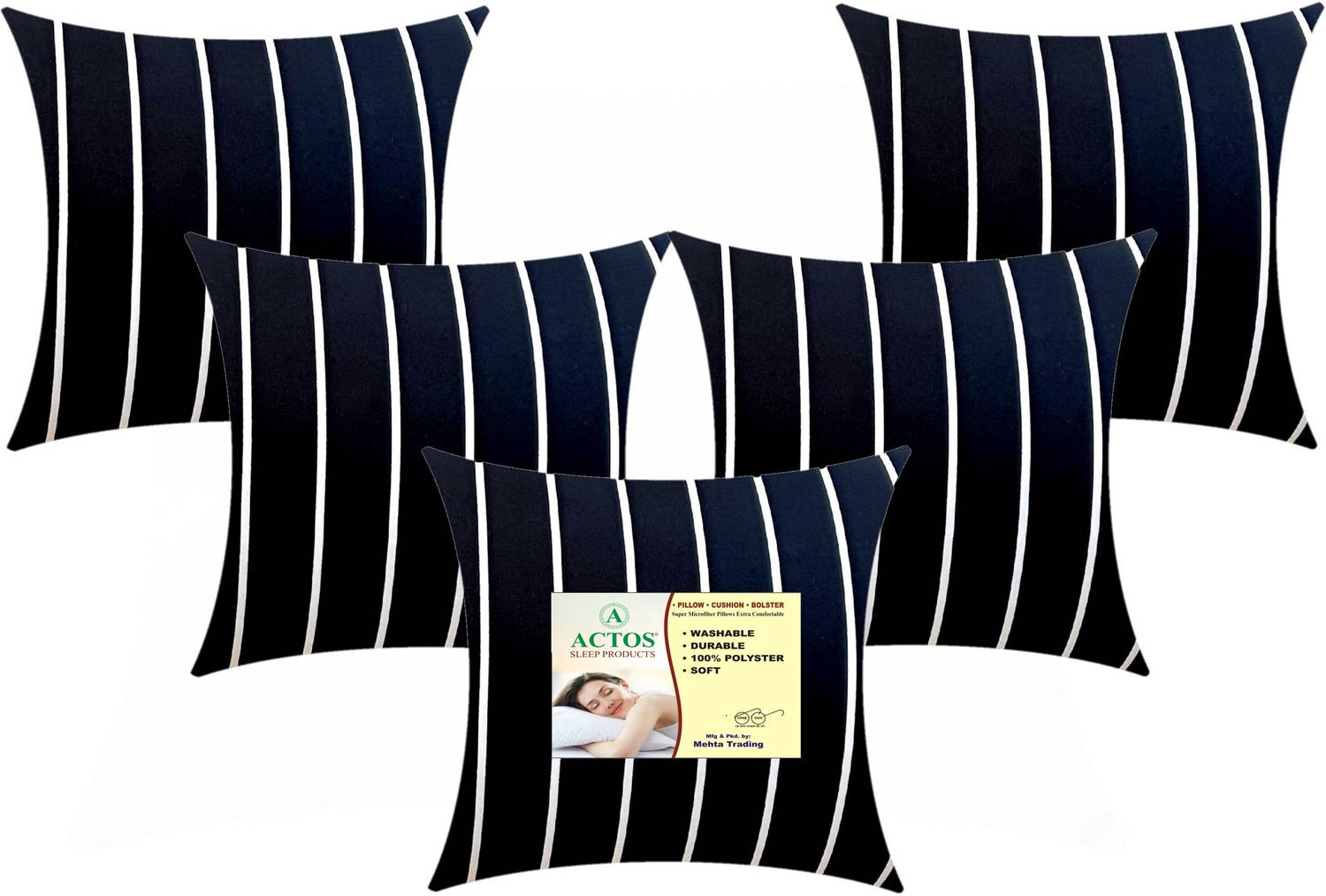 ACTOS Cotton Cushion Pack of 5 Stripes