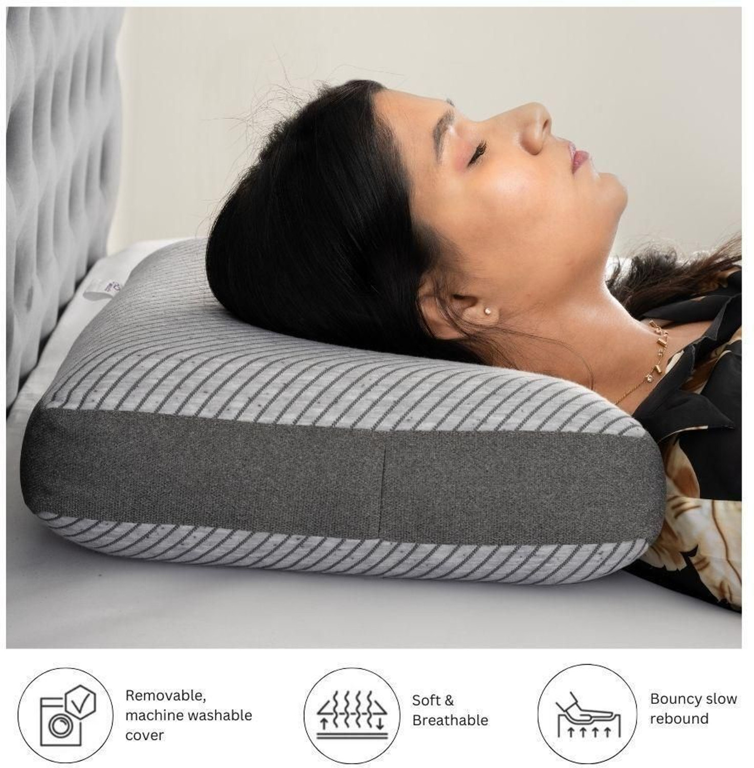 Image of Wakefit Memory Foam Sleeping Pillow Pack of 1 Solid
