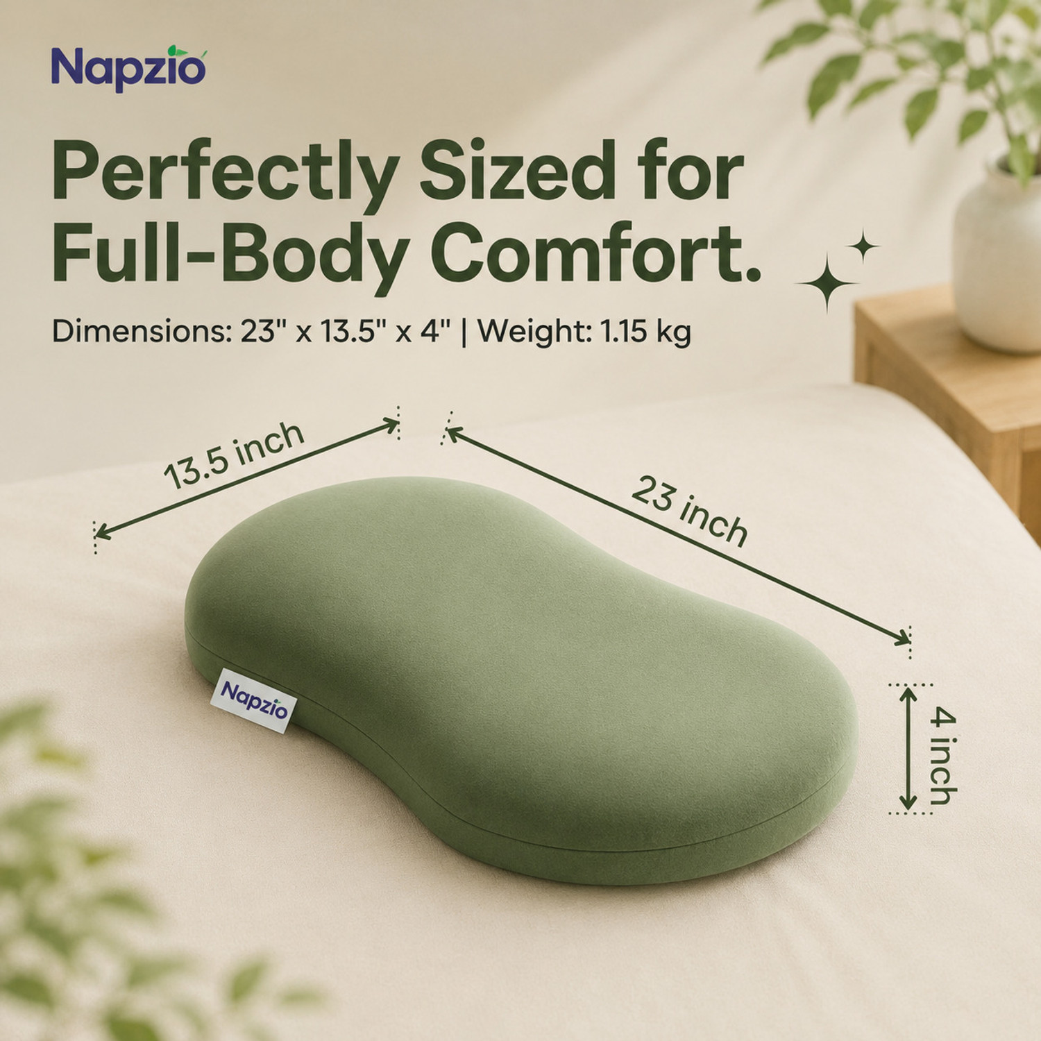 Image of Napzio Memory Foam Sleeping Pillow Pack of 1 Solid Napzio Contour Sleep Pillow
