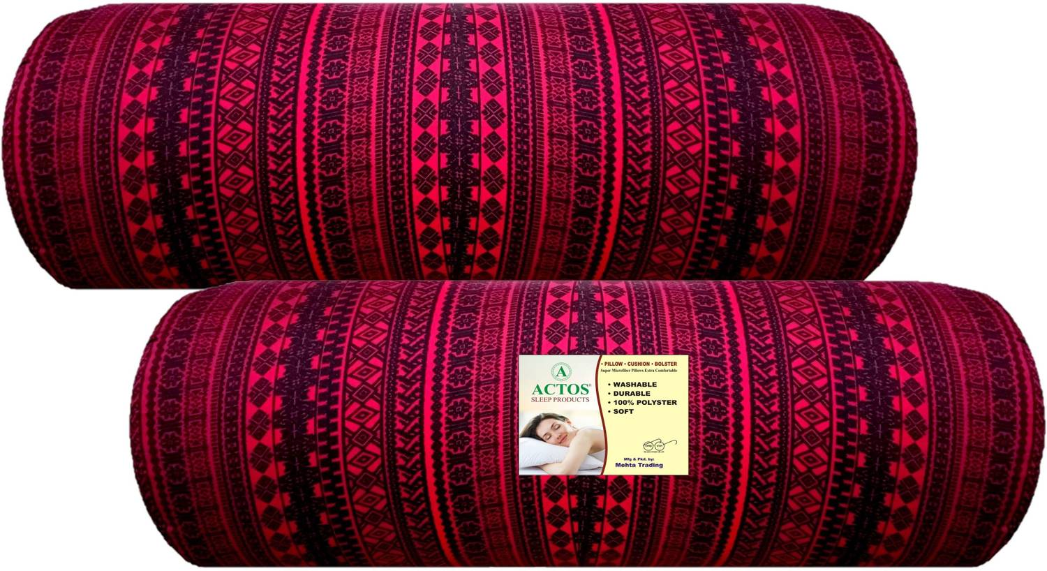 ACTOS Cotton Bolster Pack of 2 Geometric Round