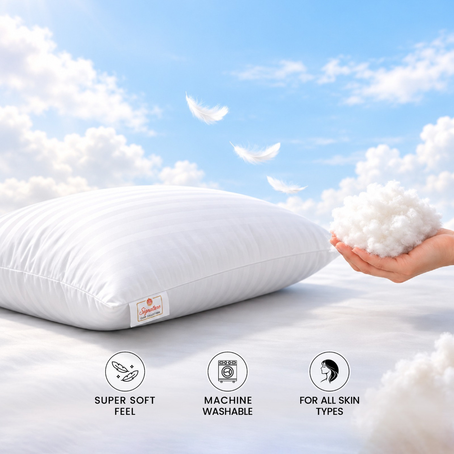 Image of Signature Microfibre Sleeping Pillow Pack of 2 Solid (White)