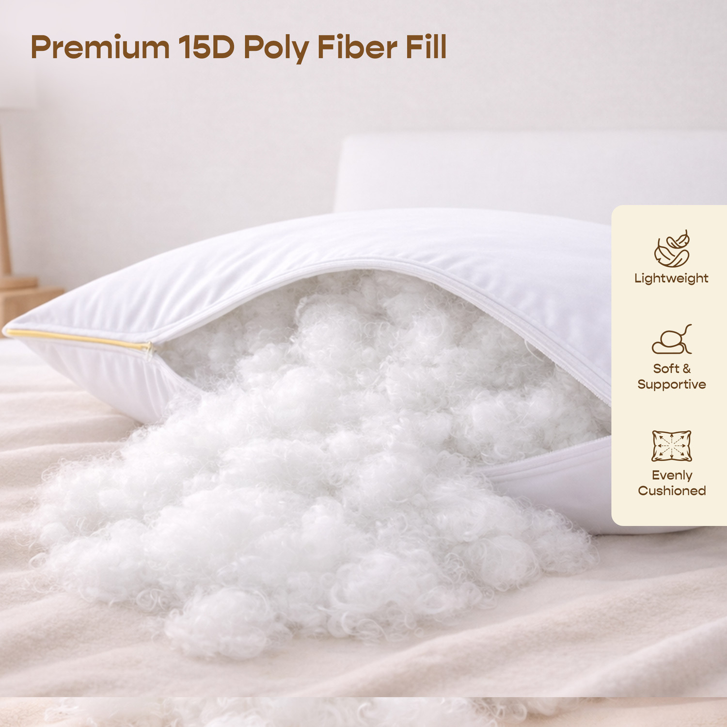 Image of SleepyCat Polyester Fibre Sleeping Pillow Pack of 4 Solid Fiber Lite