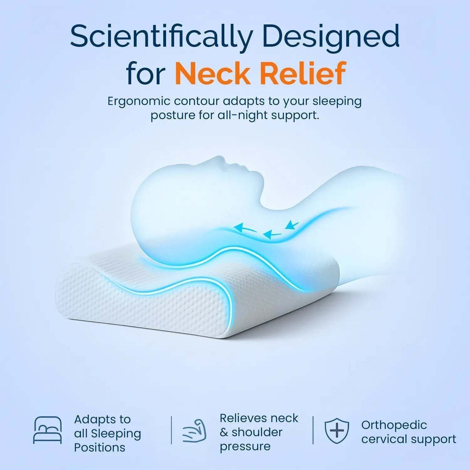 Image of Cervixa Memory Foam Orthopaedic Pillow Pack of 1 Geometric Orthopedic Cervical Memory Foam Pillow