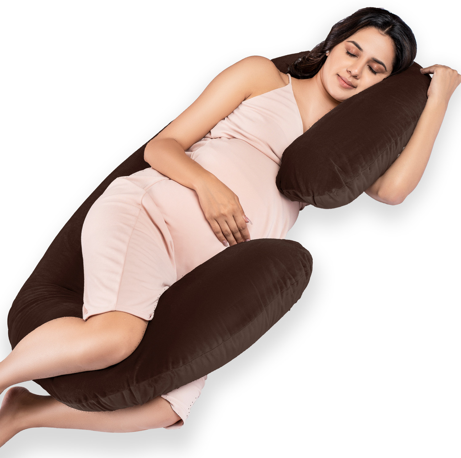 Image of MY ARMOR Microfibre Pregnancy Pillow Pack of 1 Solid Full Body C Shaped Pregnancy Pillow for Maternity, Velvet Outer Cover with Zip,