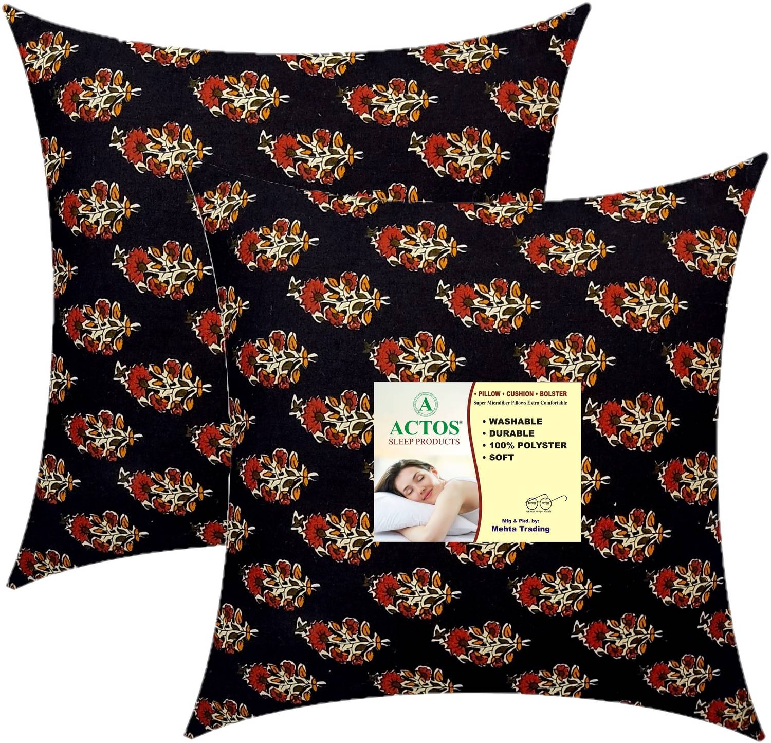 ACTOS Microfibre Cushion Pack of 2 Floral
