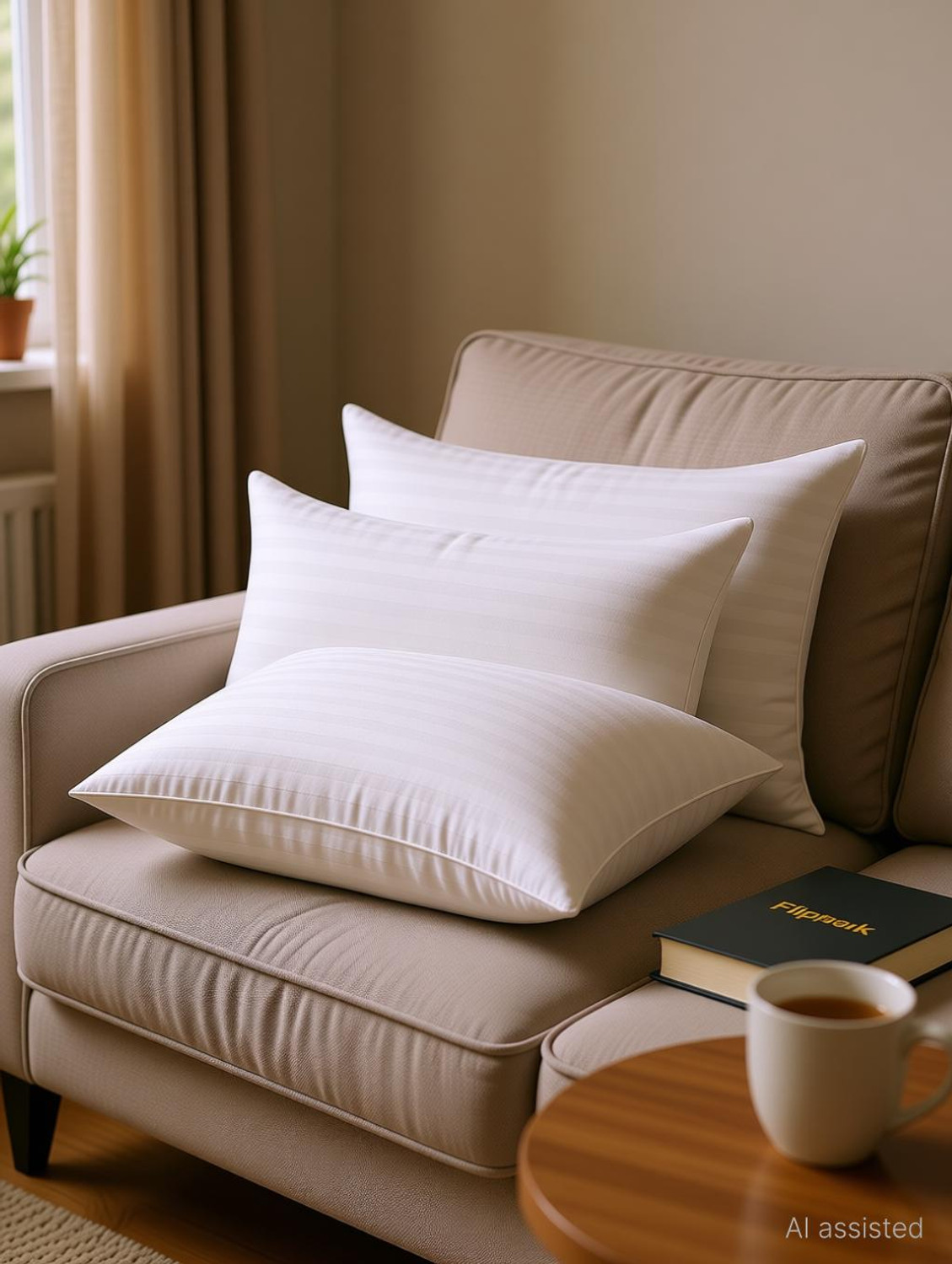 Image of Flipkart SmartBuy Microbeads Sleeping Pillow Pack of 3 Stripes
