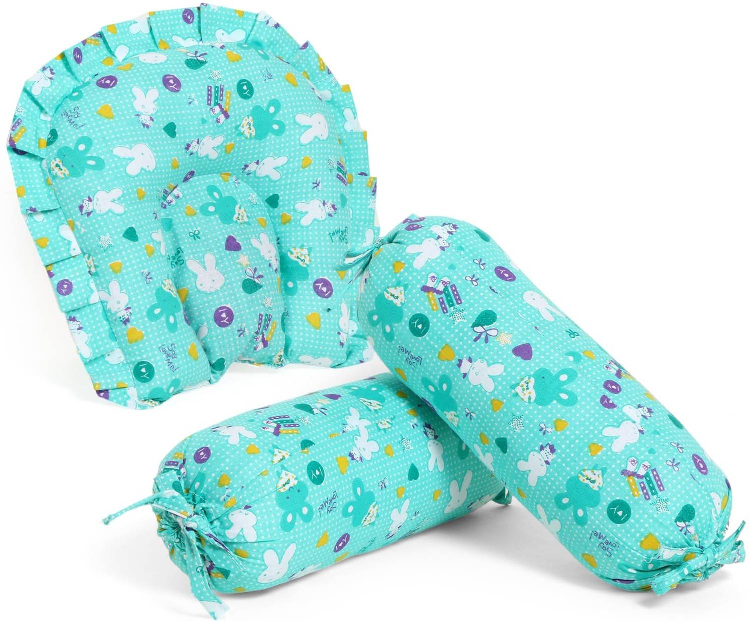 AgroCulture Mustard Seeds, Cotton Baby Pillow Pack of 3 Animals Baby Pillow Set With Bolsters
