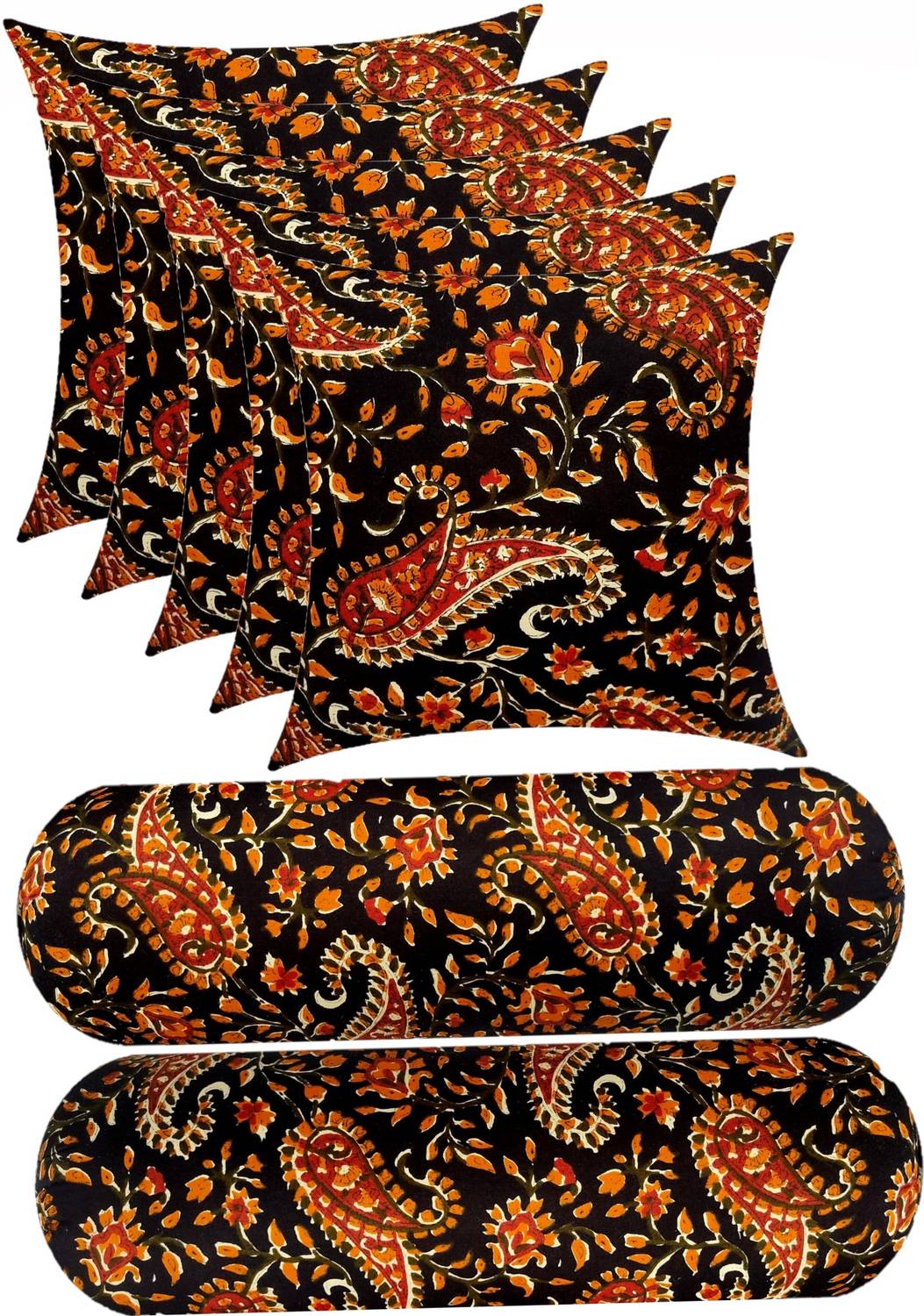 ACTOS Microfibre Cushion Pack of 7 Floral Combo Set of 2 Bolster And 5