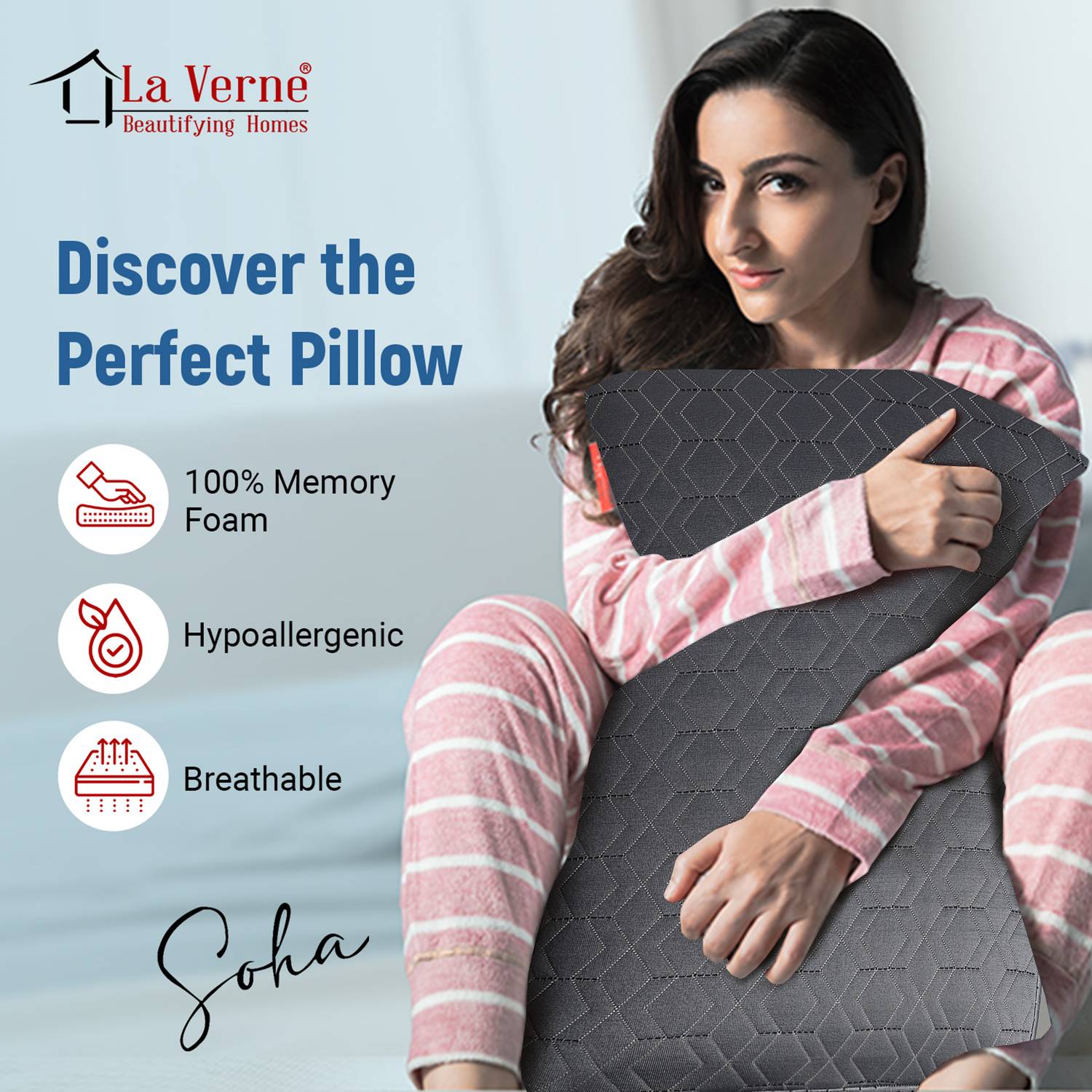 LA VERNE Memory Foam Pillow Pack of 2 - Image 5