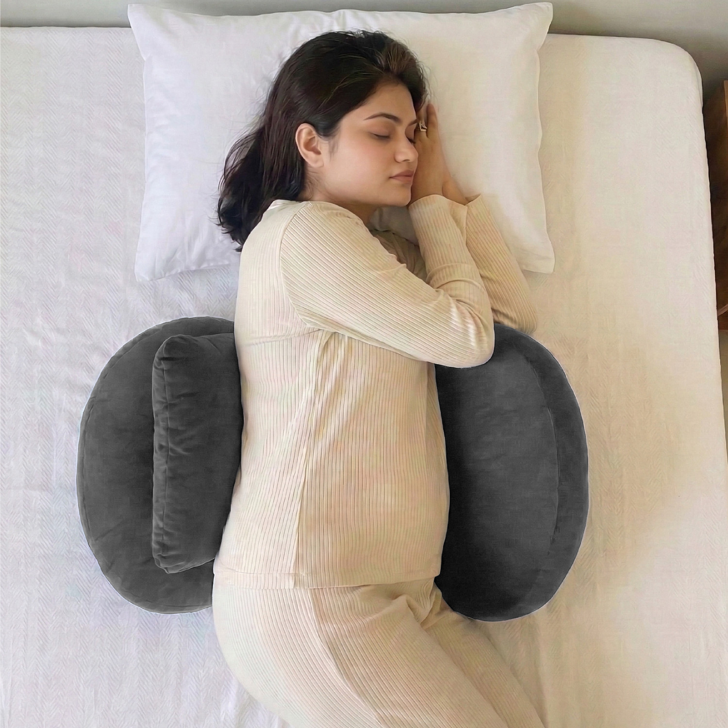 Image of MY ARMOR Microfibre Pregnancy Pillow Pack of 1 Solid Maternity Wedge Pillow Adjustable Back & Belly Support