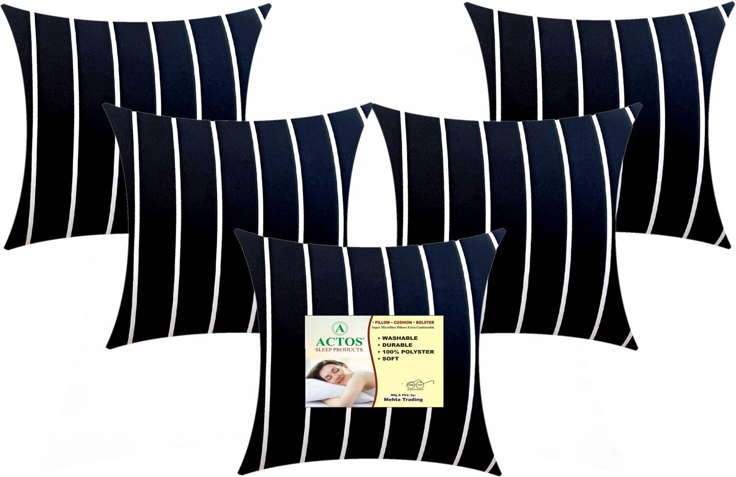 ACTOS Cotton Cushion Pack of 5 Stripes